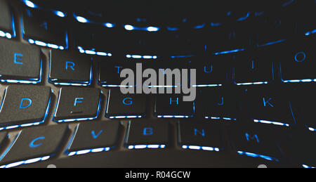 keyboard iluminating in the dark Stock Photo