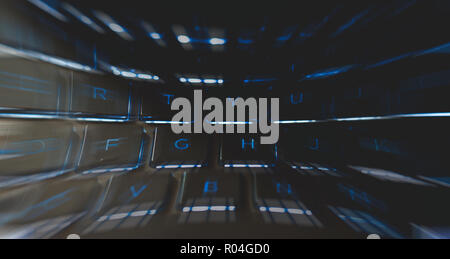 keyboard iluminating in the dark Stock Photo