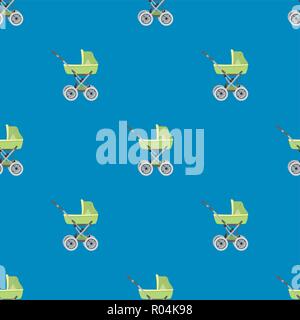 Cartoon Pram or Baby stroller seamless pattern,Stock flat vector illustration Stock Vector