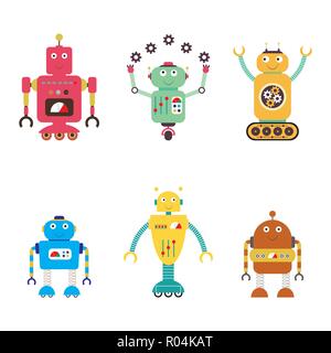 Robots collection. android isolated on white background.Cartoon vector illustration Stock Vector