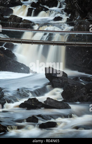 Black Water river in Scottish Highlands - the area of Rogie Falls near Tarvie. Stock Photo
