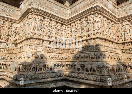 Stone Carved Figures on Jagdish Temple, Udaipur, Rajasthan, India Stock Photo