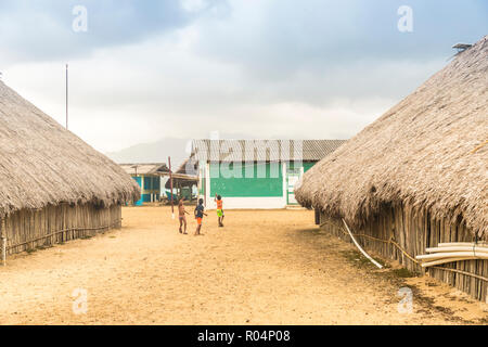 A traditional local village on Caledonia Island in the San Blas Islands, Kuna Yala, Panama, Central America Stock Photo