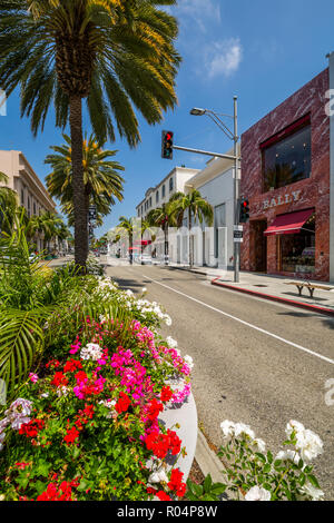 View of shops on Rodeo Drive, Beverly Hills, Los Angeles, California, United States of America, North America