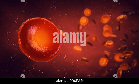 Red blood cells carry oxygen to all body tissues, Erythrocytes background, 3d illustration