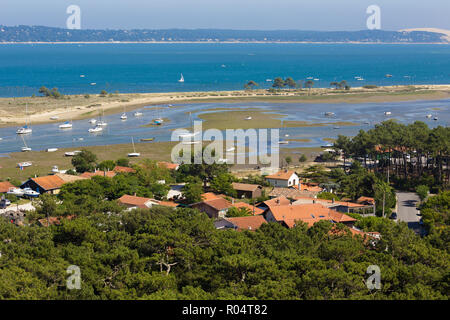 Bassin d'Arcachon landscape at low tide, view from the Cap-Ferret lighthouse, France Stock Photo