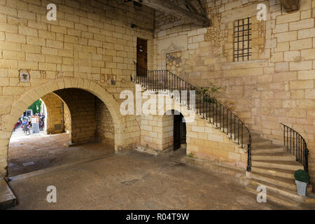 Old medieval French building in the Saint Emilion town, Unesco world heritage, France Stock Photo