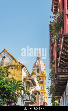 A view of the Cathedral of Cartagena (Metropolitan Cathedral Basilica of Saint Catherine of Alexandria), UNESCO, Cartagena, Colombia Stock Photo