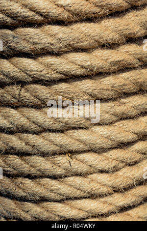 inen rope in view as a thread background Stock Photo