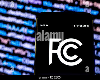 Kiev, Ukraine. 1st Nov, 2018. Federal Communications Commission Government agency logo seen displayed on smart phone. Credit: Igor Golovniov/SOPA Images/ZUMA Wire/Alamy Live News Stock Photo