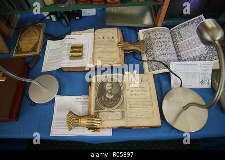 London UK 02 November 2018 The ABA (Antiquarian Book Association) Chelsea Rare Book Fair at the  Chelsea Old Town Hall for the 28th edition With more than 80 exhibitors specializing in all type of books, manuscripts, maps, prints, and ephemera, with some fantastic offers @Paul Quezada-Neiman/Alamy Live News Stock Photo