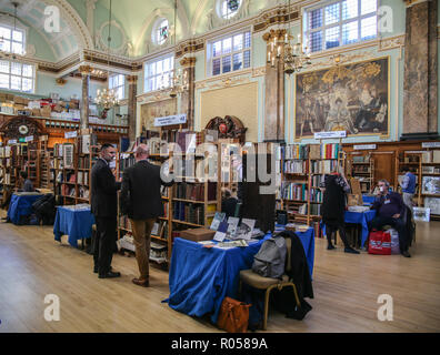 London UK 02 November 2018 The ABA (Antiquarian Book Association) Chelsea Rare Book Fair at the  Chelsea Old Town Hall for the 28th edition With more than 80 exhibitors specializing in all type of books, manuscripts, maps, prints, and ephemera, with some fantastic offers @Paul Quezada-Neiman/Alamy Live News