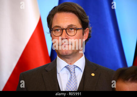 Warsaw, Poland, 2nd November 2018:  German Minister of Traffic and Digital Infrastructure joins Polish government for consultations. ©Jake Ratz/Alamy Live News Stock Photo