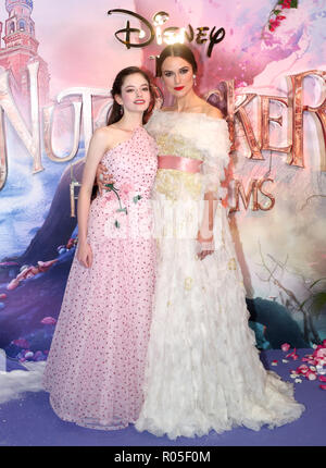 Mackenzie Foy and Keira Knightley attending the European Premiere of The Nutcracker and the Four Realms held at the Vue, Westfield London. Stock Photo