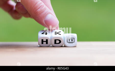 Symbol of the change from HD TV to 4K TV Stock Photo