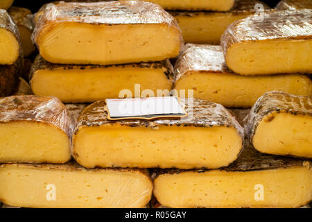 cured Mahón cheese produced in Menorca, Balearic Islands, Spain Stock Photo