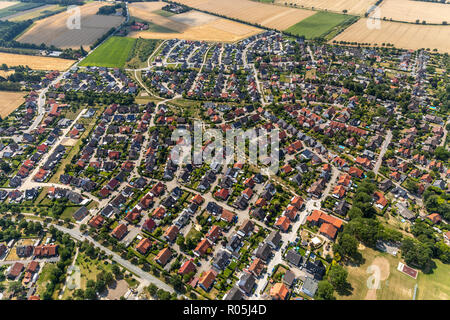 Aerial view, overview residential area Drensteinfurt, Münsterland, North Rhine-Westphalia, Germany, Europe, Drensteinfurt, DEU, birds-eyes view, aeria Stock Photo