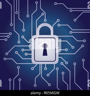 Electronic lock, network security concept, conceptual vector Stock Vector