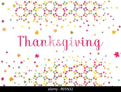 Vector thanksgiving holidays greeting card with greetings. ackground Happy thanksgiving day wishes template with colorful leaves