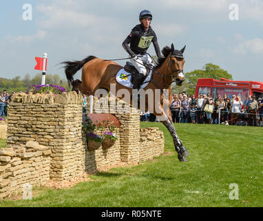 Oliver Townend and COOLEY SRS during the cross country phase, Mitsubishi Motors Badminton Horse Trials, Gloucestershire, 2018 Stock Photo
