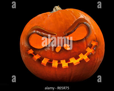Halloween pumpkin, scary face isolated on black background Stock Photo