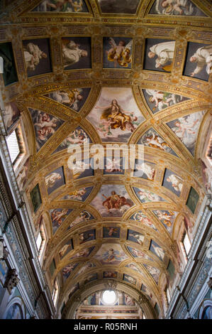 Europe, Italy, Lombardy, Milan, Certosa di Garegnano Abbey in the north-west of Milan. Ceiling