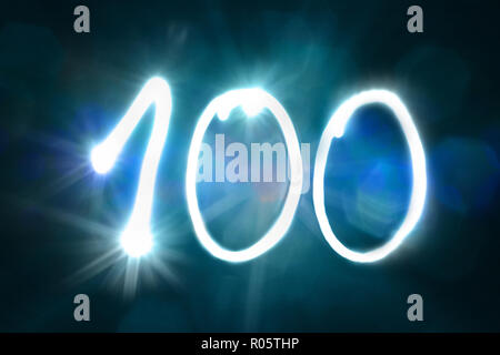 one hundred light sparkle shine number anniversary year Stock Photo