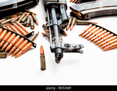 AK-47 assault rifle with live ammunition Stock Photo