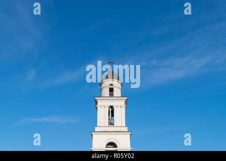 The Metropolitan Cathedral Nativity of the Lord steeple towards a blue sky, in Chisinau, Moldova. Stock Photo