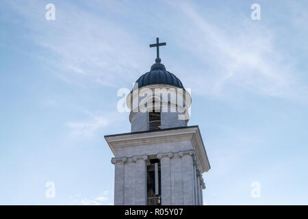 The Metropolitan Cathedral Nativity of the Lord steeple towards a blue sky, in Chisinau, Moldova. Stock Photo