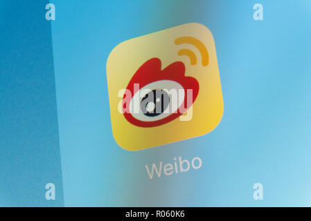 Weibo App on cellphone screen Stock Photo