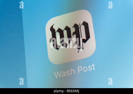 Washington Post App on cellphone screen Stock Photo