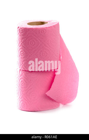 Pink toilet paper isolated on the white background, Stock image