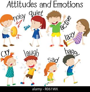 Set of attitudes and emotions illustration Stock Vector