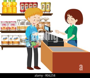A man glossary shopping illustration Stock Vector