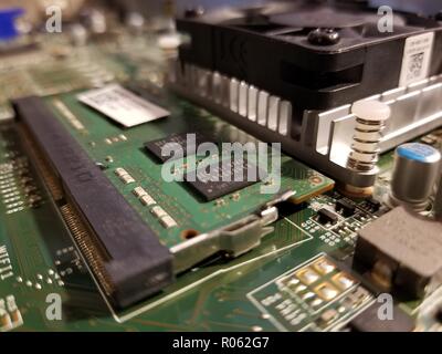 Ram on Dell Inspiron 3646 on the mother board circuit board Stock Photo