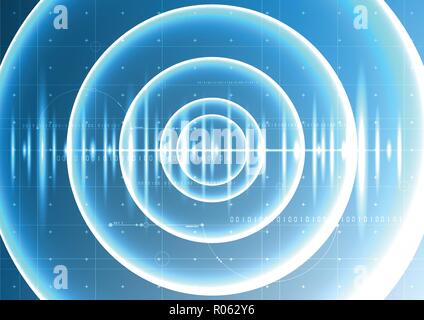 Technological abstract digital blight wave signal blueprint interface background vector design Stock Vector
