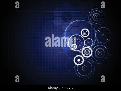 Technological abstract digital gears interface background vector design Stock Vector