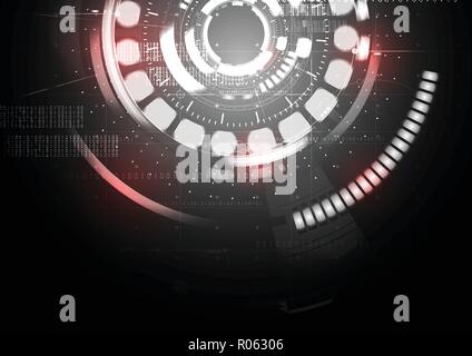 Technological abstract red light digital interface background vector design Stock Vector