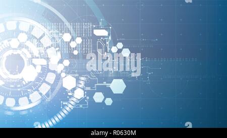 Technological abstract digital element circuit blueprint interface background vector design Stock Vector