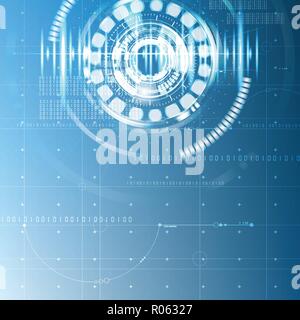 Abstract technological future interface digital blueprint technical vector background design Stock Vector