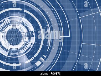 Technological blueprint technical  full hud background vector design Stock Vector