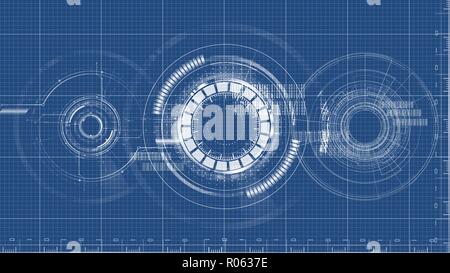 Technological blueprint technical drawing background vector design Stock Vector