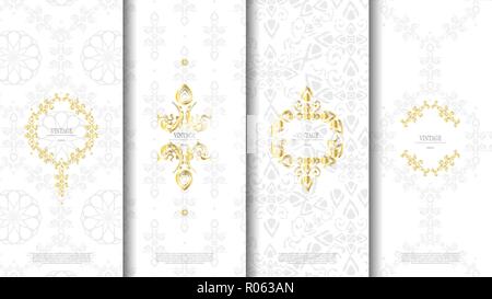 Packaging template islamic white pattern design element concept background and logo vector design; inclusive of swatch pattern Stock Vector