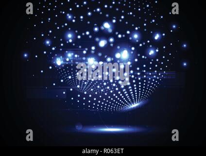 Technological abstract illuminated global light background vector design Stock Vector