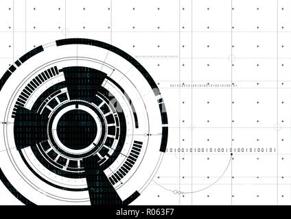 Technological abstract white digital hud background vector design Stock Vector