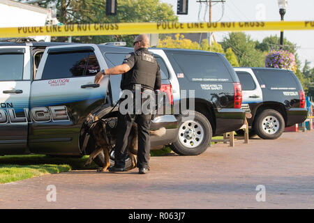 Beaverton, OR / USA - August 7 2018: K9 Police unit parked in a park. Stock Photo