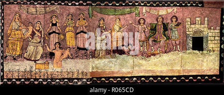 6354. Pharaoh and infant Moses, wall painting from Dura Europos synagogue dating c. 245 AD, Syria. Stock Photo