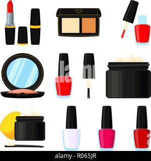 11 colorful cartoon makeup elements Stock Vector