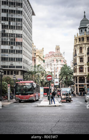 visiting Valencia among monuments and ancient buildings Stock Photo